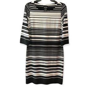 SOHO PM Black & White Striped Career Workwear Shift Dress